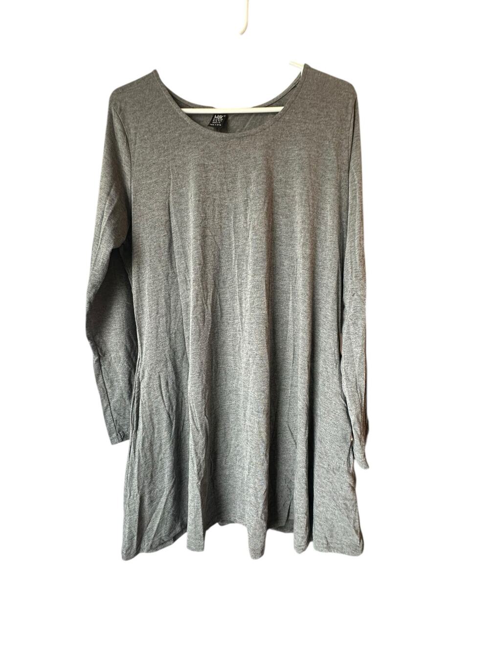 Lidly Gray Solid Pocket Swing Long Sleeve Tunic Top Women's Size Large-XL